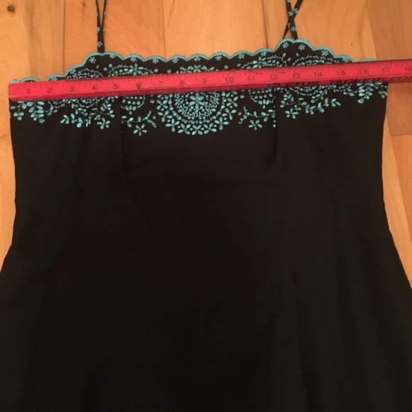 Ann Taylor Black Dress With Turquoise Design - Picture 5 of 7